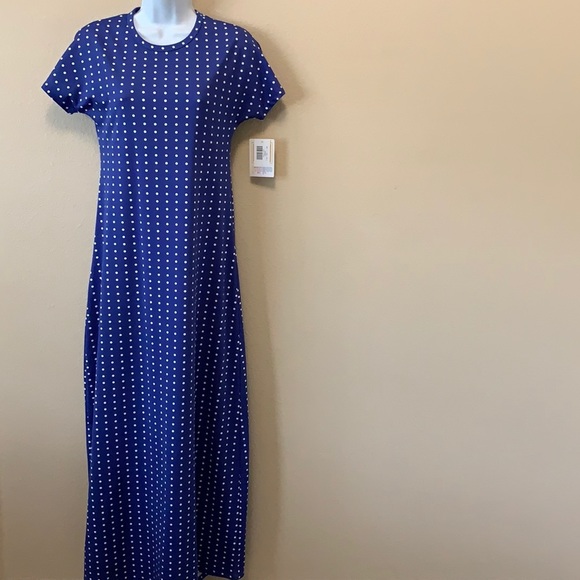 NWT Lularoe Maria Maxi dress Blue white Polka dot - Picture 1 of 7